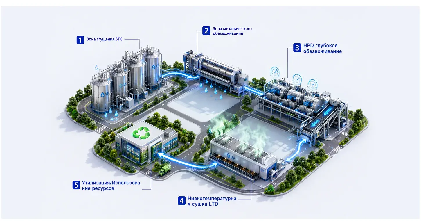 Комплексный остров SFC для обработки осадка